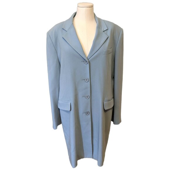 Vintage The Work Connection Light Blue Duster Blazer Button Up Retro Office 14 - Picture 2 of 11